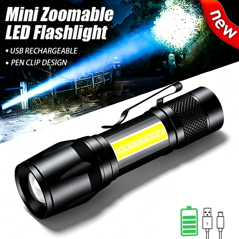 Outdoor Lighting Black - Мини-светодиодный фонарик COB+XPE, портативный фонарь с